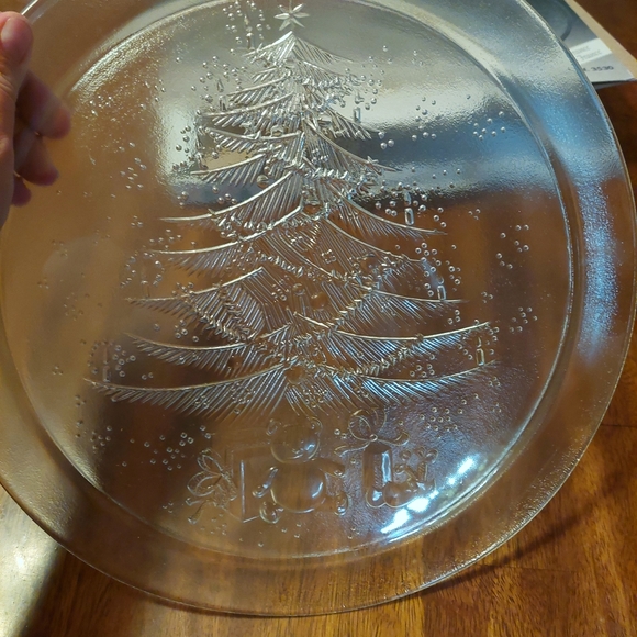 Vintage Christmas Serving Platter Glass Duralex Made In France With Box EUC Clea - Picture 2 of 4